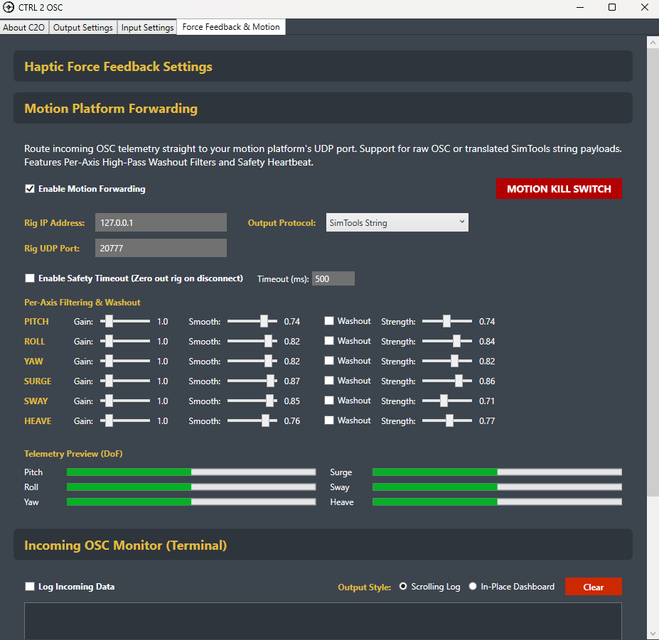 Axis Tuning Settings